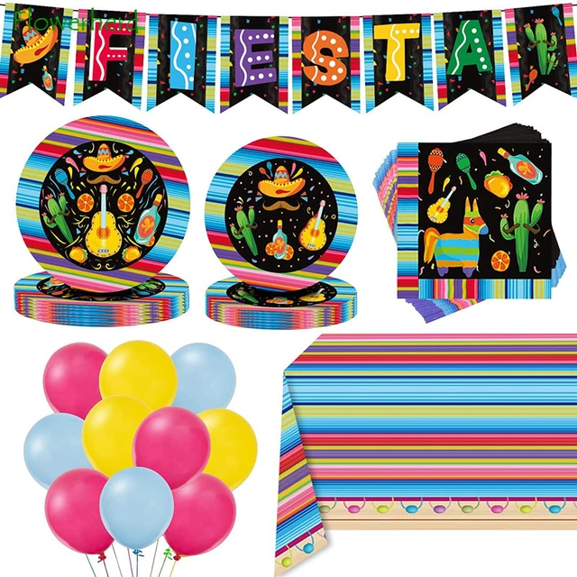 Mexican Themed Fiesta Party Supplies Decorations Set Plates Napkins  Balloons Tablecloth Banner for School Dance Cinco De Mayo - AliExpress