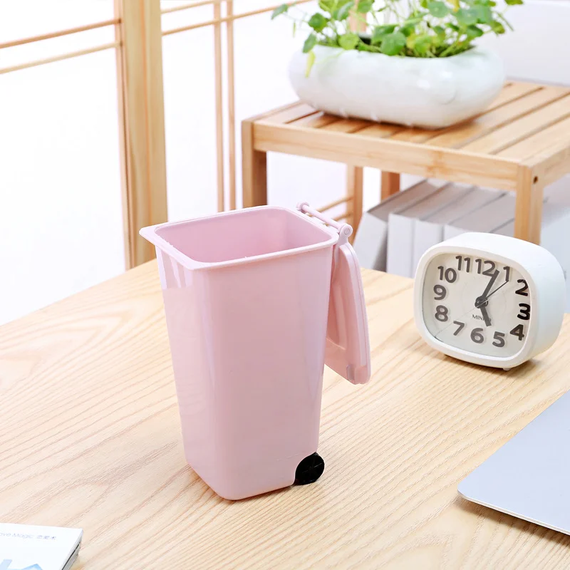 Mini Desktop Trash Can Plastic Waste Bins with Lid Office Supplies office supplies set