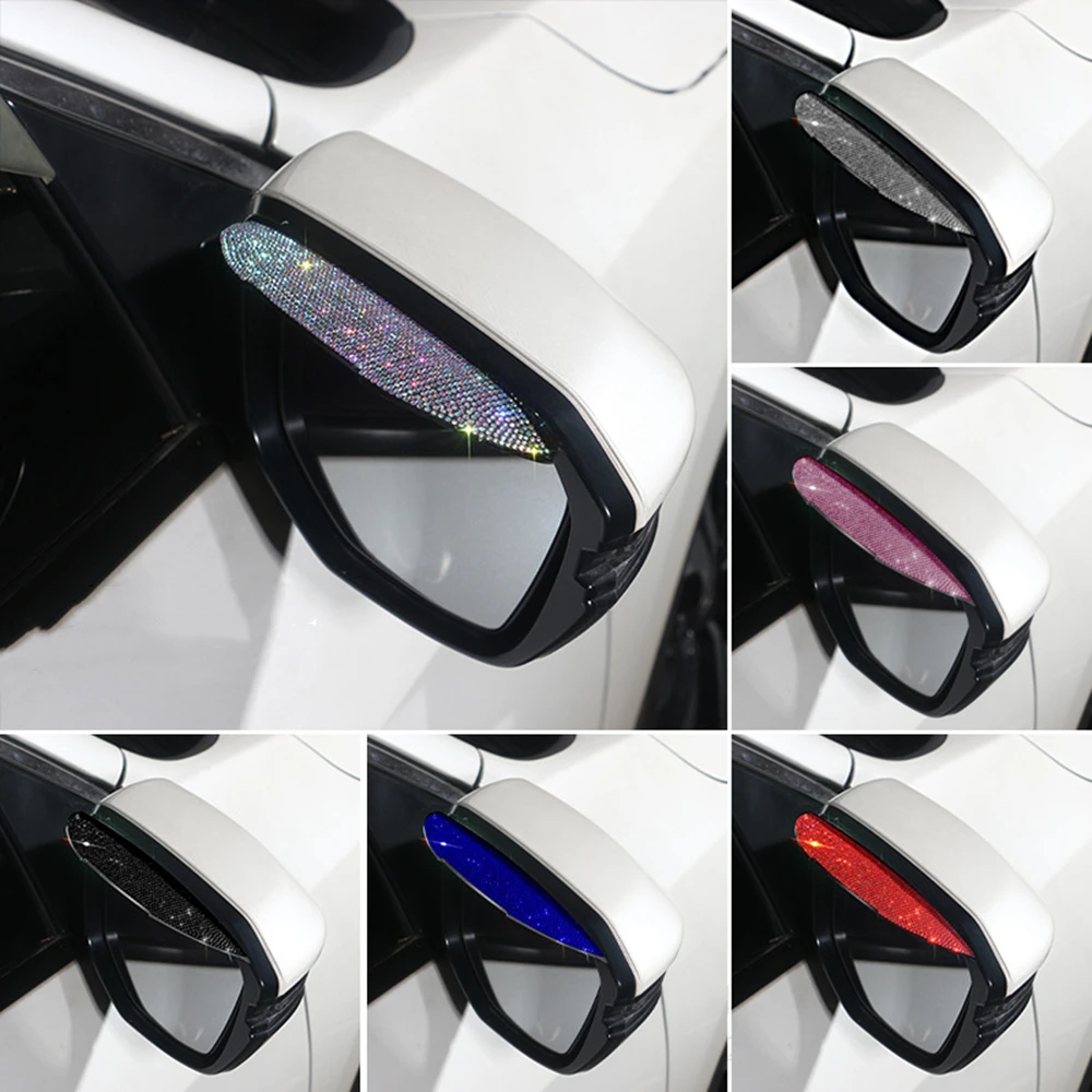 

2pcs diamond Car side Mirror waterproof Sun Visor Rain Eyebrow Auto Car Rear View Side Rain Shield bling Car Assessoires