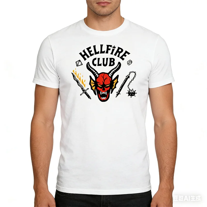 Hellfire Club T-Shirt Men | Devil Graphic Print Tee S4436cec551f4407089b3ff5446fc32f11