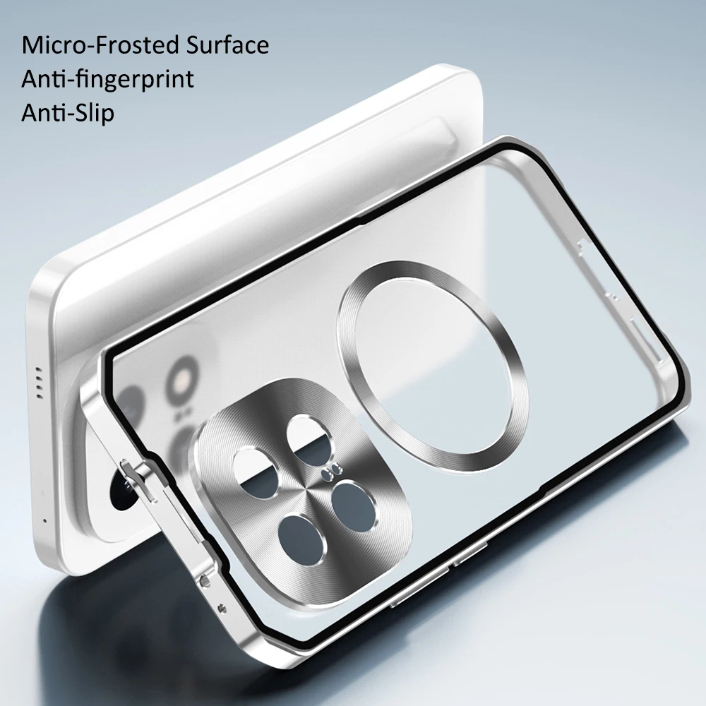Sleek Metal Frame Bumper with Wireless Charging Acrylic Case