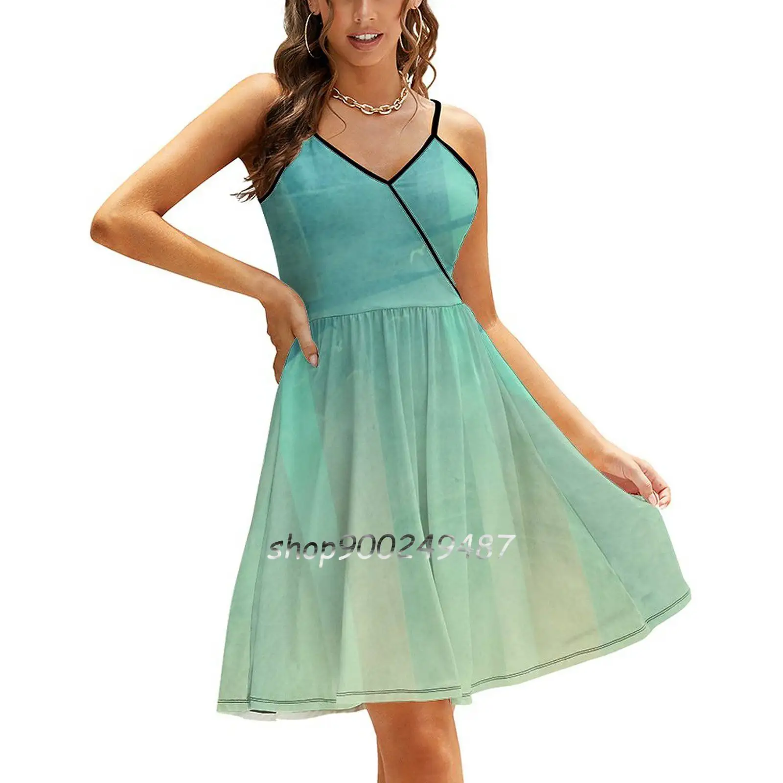 The Pills Sling Dress Summer Dress Sling Sexy A Line Dress Fashion Female Dress Pillars Girls Desert Sky Object Birds Blue