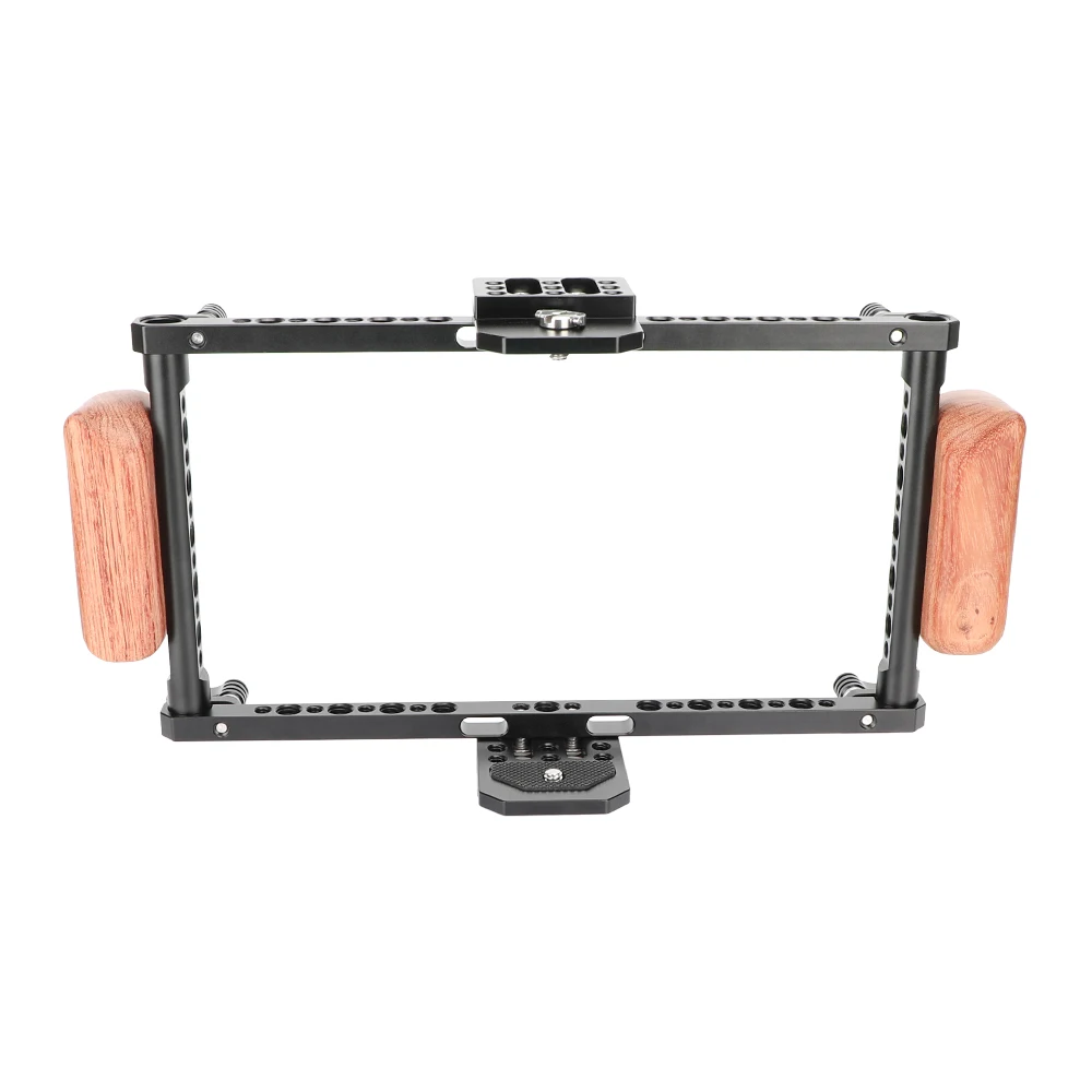 Kimrig verstellbarer Vollmonitorkäfig-Kit mit Holzgriffen für 5 "& 7" Monitor DSLR Fotostudio Zubehör – Detail 1