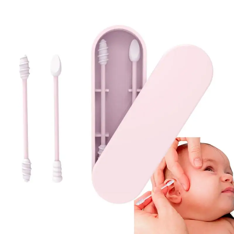 Reusable Ear Swabs Mini Cotton Swabs for Makeup Removal BPA Safe Extra Soft Kids Safety With Thin Tips Silicone Q-Tips