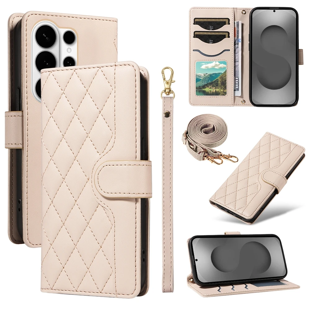 Luxurious Lanyard Leather Wallet Case - Elegant Flip Cover & Phone Purse