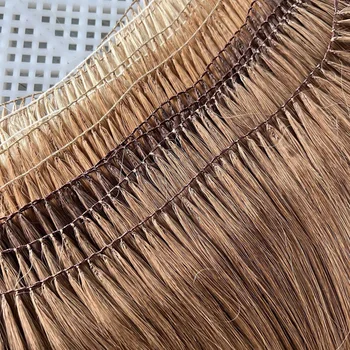 Trama di Capelli Umani Invisibile Feather, Larghezza 45cm, con Fasci di Capelli Lisci 100% Naturali Umani, Lunghezze 18-30 Pollici