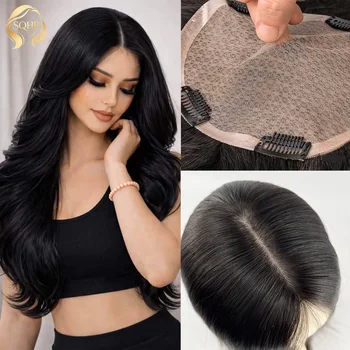 360 °   Topper per capelli umani 18x20cm con base in seta, fatto a mano |   Parrucchino a Clip Comfort Wear |   Prezzo all'ingrosso per capelli lisci