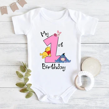 그것은 내 1 생일 아기 반팔 첫 번째 생일 파티 옷 코튼 베이비 보이즈 소녀 위니 푸우 복장 샤워 선물