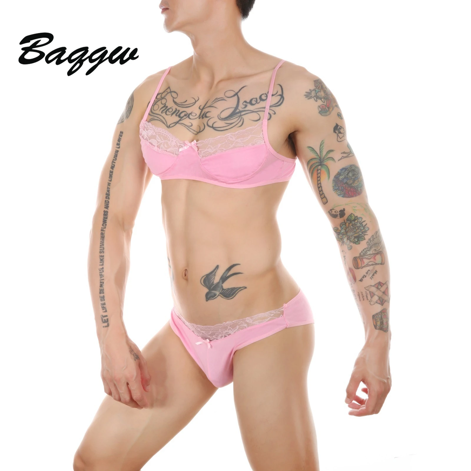 Sexy Cross Mens 2 Piece Bra Sets Lace Spaghetti Backless Low Waisted Solid Color Gay Wild Erotic | - AliExpress