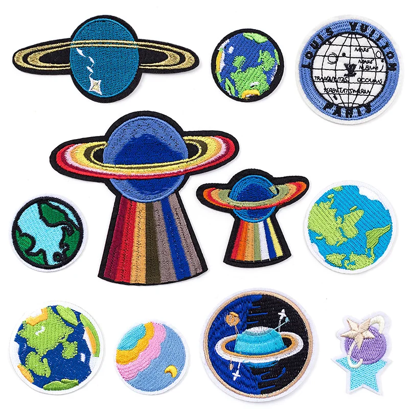 Cartoon Unicorn Planet Things Iron On Patches for Clothing Embroidery Stripe On Clothes Cute DIY Sequin Applique Badge