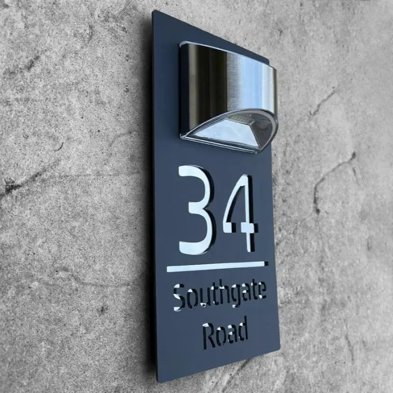 Custom Led House Number Solar Acrylic Property Number Door Signs Address Plaque Led lit Numbers Street Name Door Plate Decor
