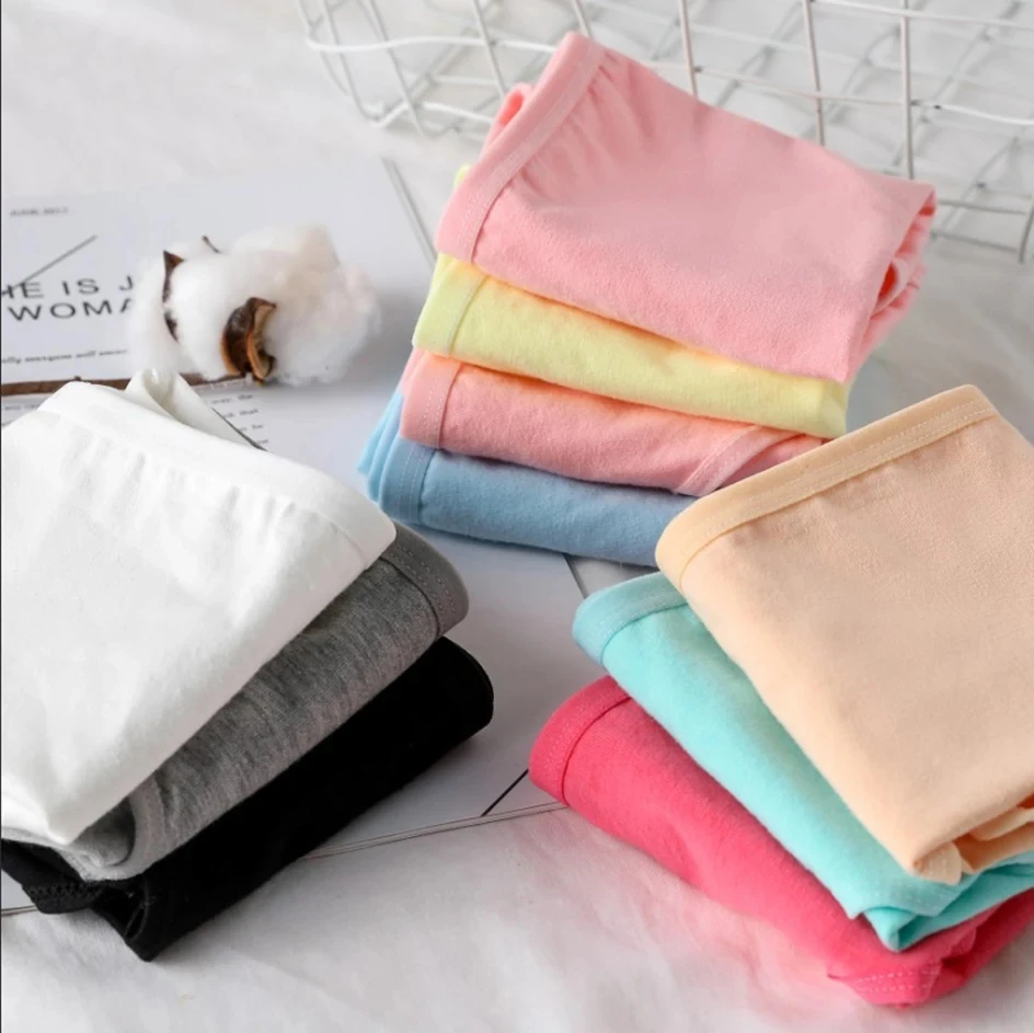 7Pcs Candy Color Cotton Panties - Comfortable Mid-Waist Plus Size Briefs