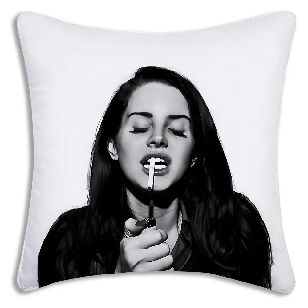 L-Lana Del Rey Pillow Covers Cartoon Sofa Decorative Home Double-sided Printing Short Plush Cute Cushion Cover 5