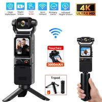 4K Pocket Action Camera Touch Screen WIFI Outdoor DV 180° Rotatable  Anti-shake Bodycam Portable Small Video Recorder Vlog Cam 1