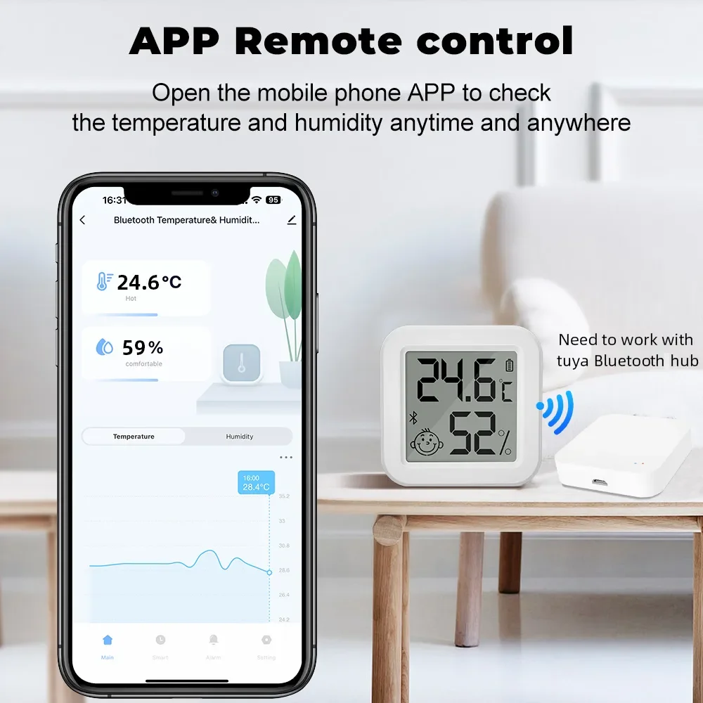 Smart Bluetooth LCD Temperature & Humidity Sensor with App Control
