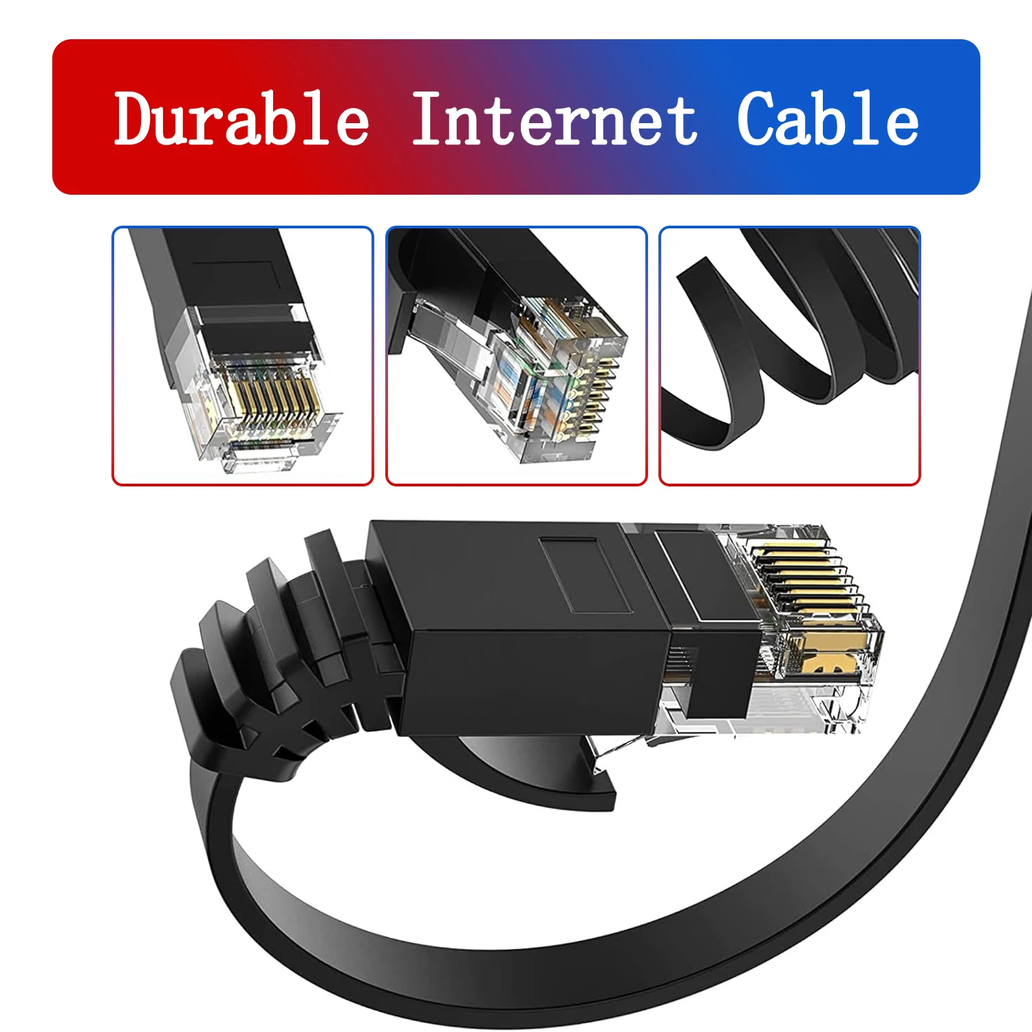 High-Speed Flat Cat6 Ethernet Cable with RJ45 Connectors – Available in Various Lengths