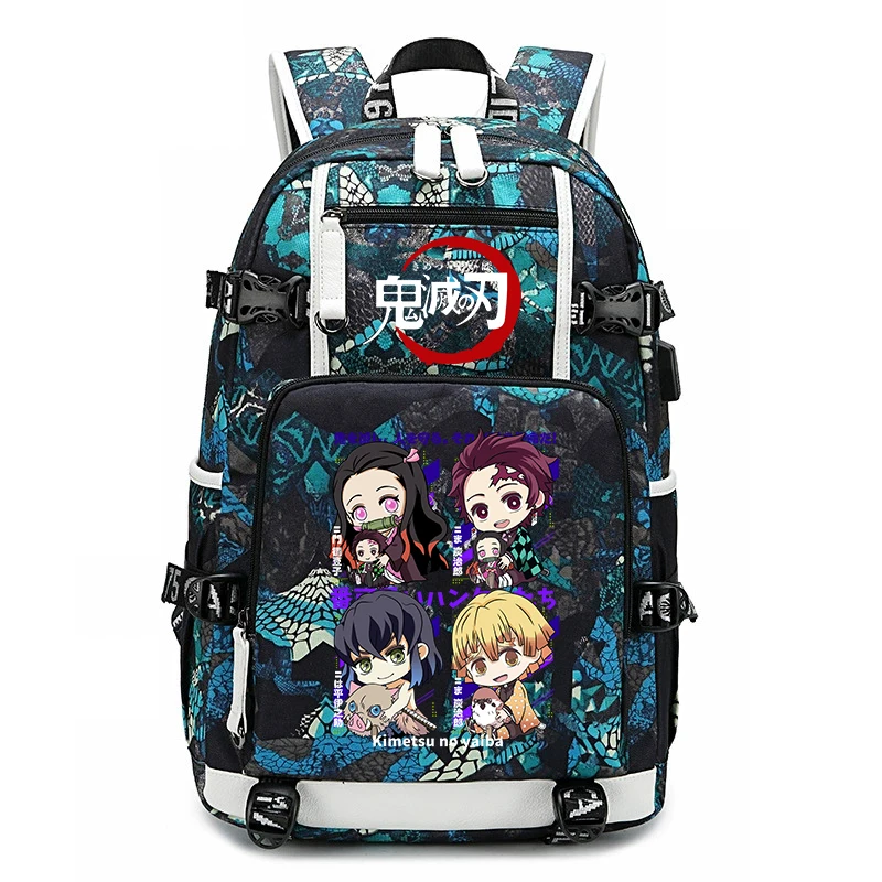 Demon Slayer Anime Print School Backpack Large Capacity Travel Bookbag for Boys Girls Kids Student 1