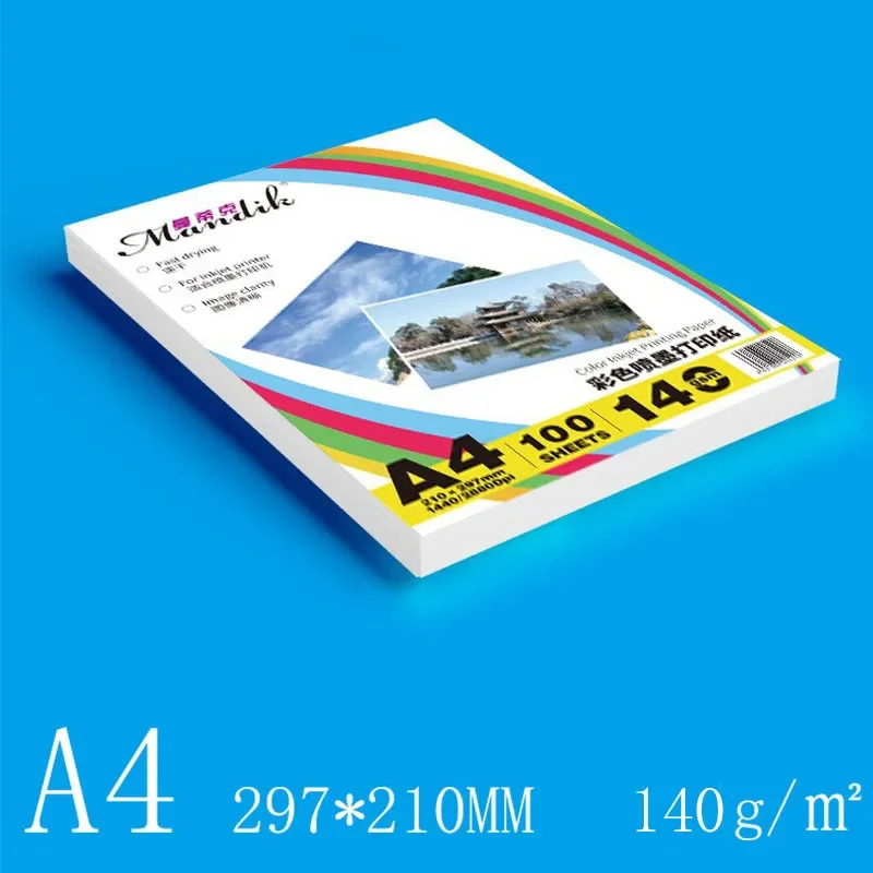 140g A4 100매 양면 잉크젯 인쇄 무광택 잉크젯 인쇄 코팅 사진 인쇄 용지 컬..