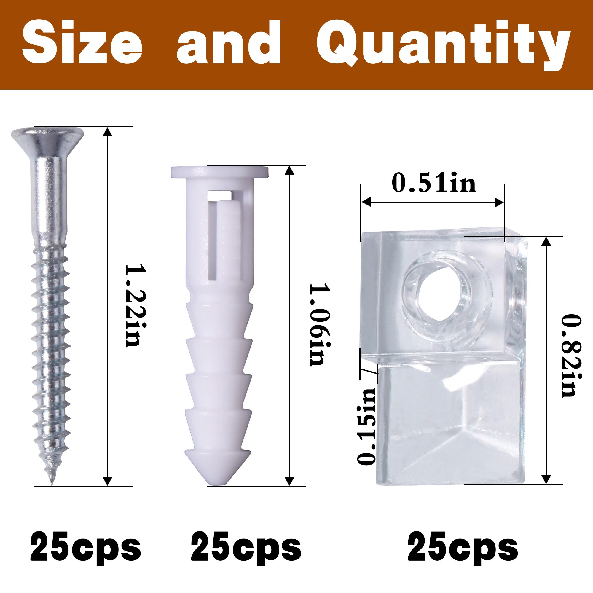 Mirror Holder Clips Kit 25 Sets Clear Glass Retainer Mounting Hanging Hardware for Fixing Frameless Door mirror fixing kit