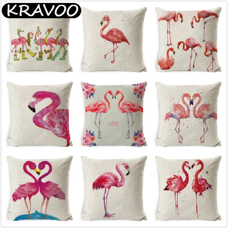 

45x45cm Flamingo Throw Pillowcase Home Bedroom Soft Square Cushion Cover Office Car Sofa Decorative Pillow Cover kissenbezug