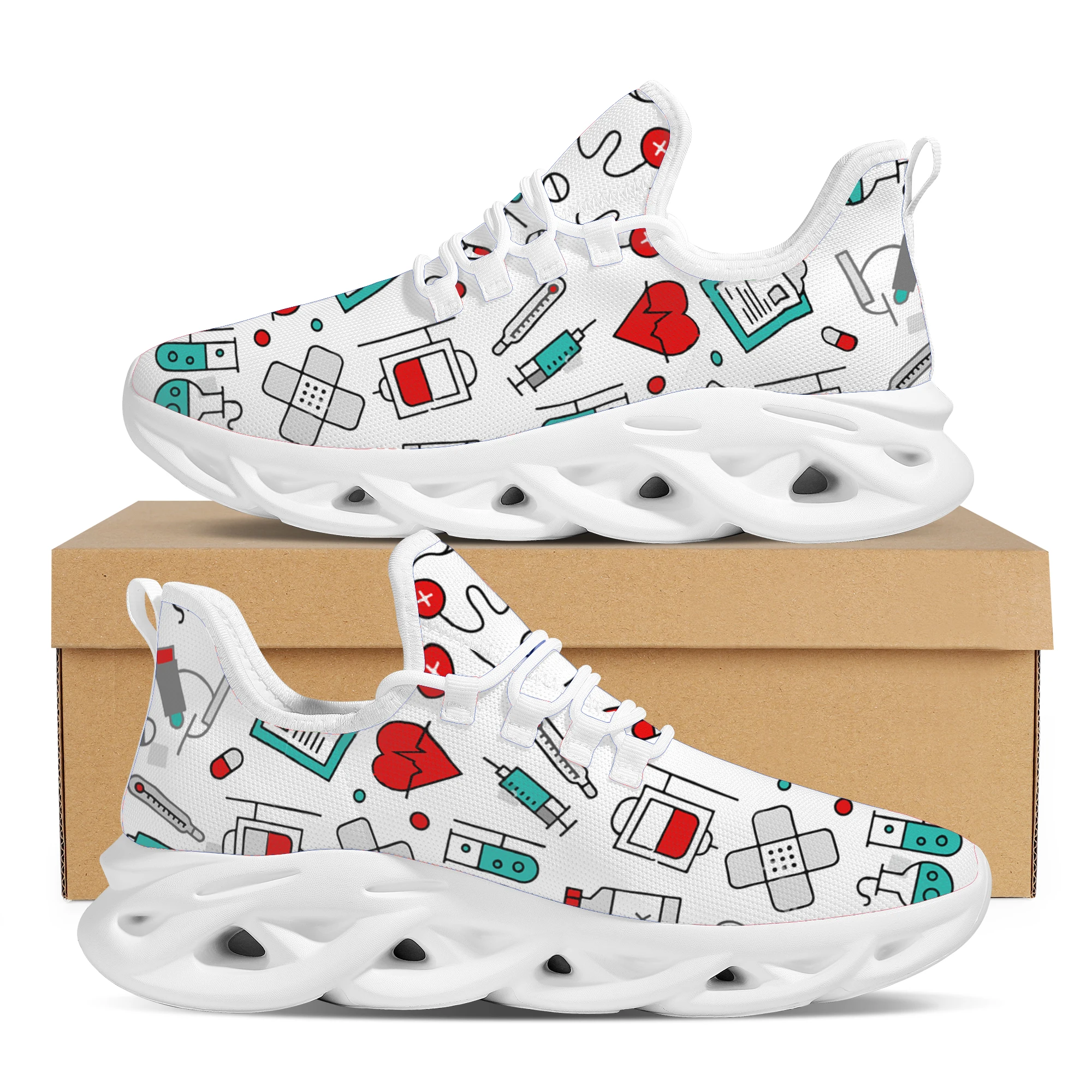 

CYWGIFT Cute Doctor Platform Nursing Shoes New Summer Non-slip Breathable Flat Shoes Medical Printed Lace-up Outdoor Sneakers