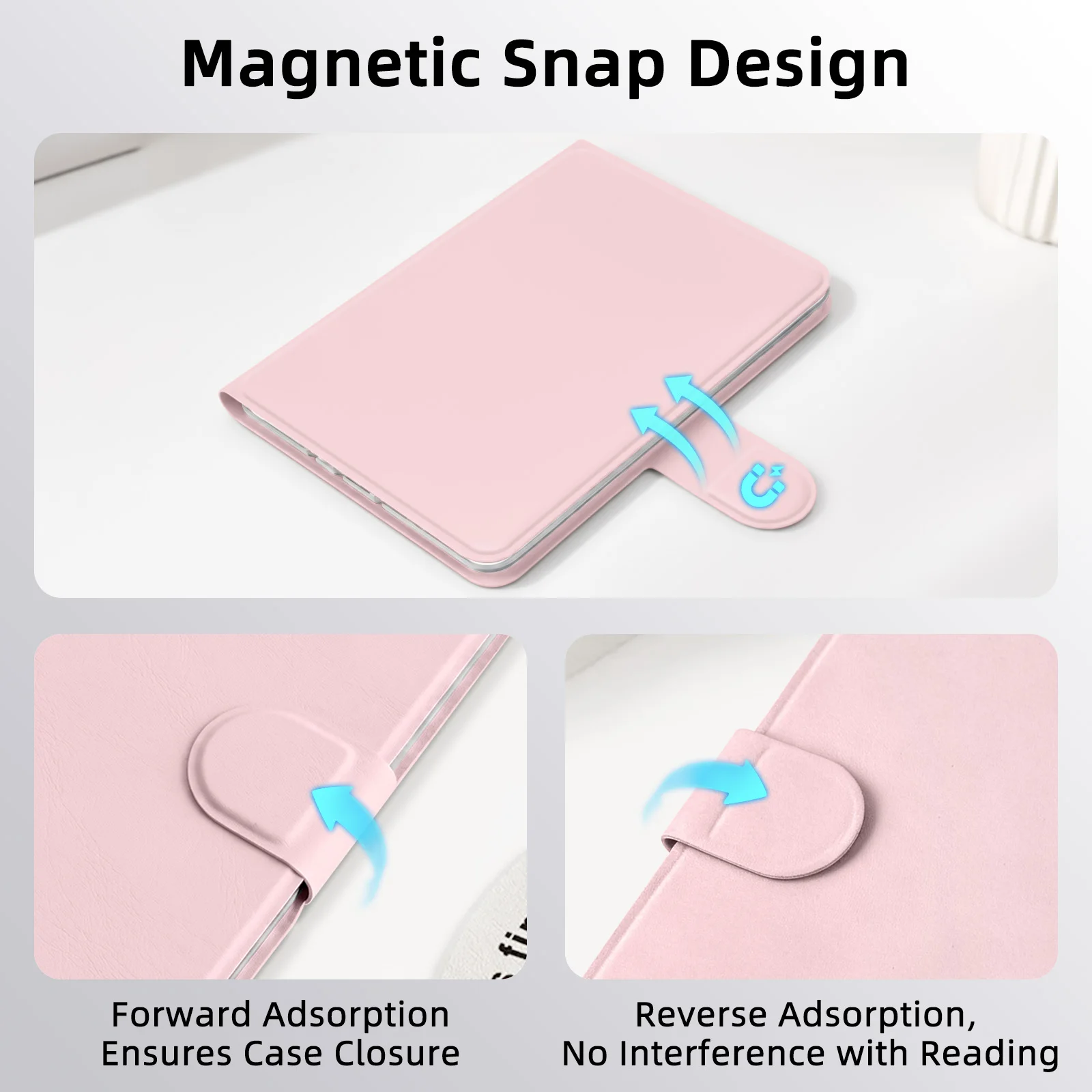 Magnetic Detachable Book-Style Kindle Case with Clasp and Auto Wake/Sleep Feature