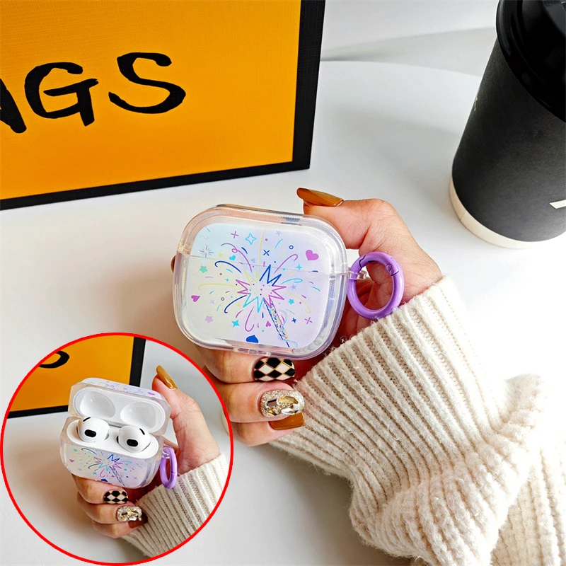 Fashion Cool Cover Per Airpods Pro 2 Custodia Rainbow Bluetooth Custodia Per Auricolari Airpods 2Nd Protettiva Per Airpods 3 Gen Fuochi D'Artificio