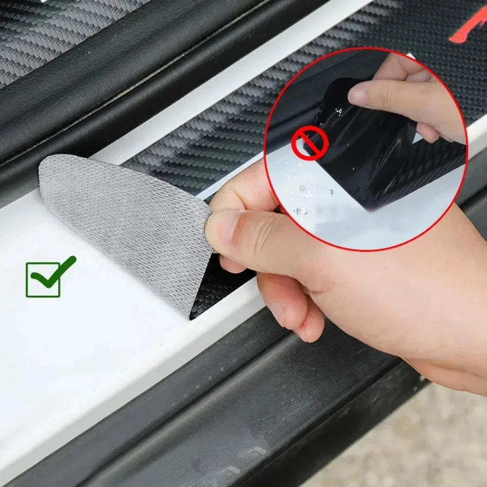 Car Sports Trunk Anti Scratch Sticker Car Door Sill Protector Decal Carbon Fiber Door Plate Sill Scuff Cover Stickers 4PCS car stickers car door stickers
