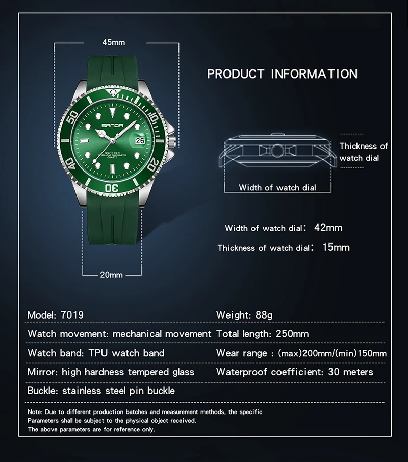 New Top Brand Sports Men Mechanical Wristwatch luminous Luxury Automatic Watch Men Stainless Steel Waterproof Clock SANDA 7019