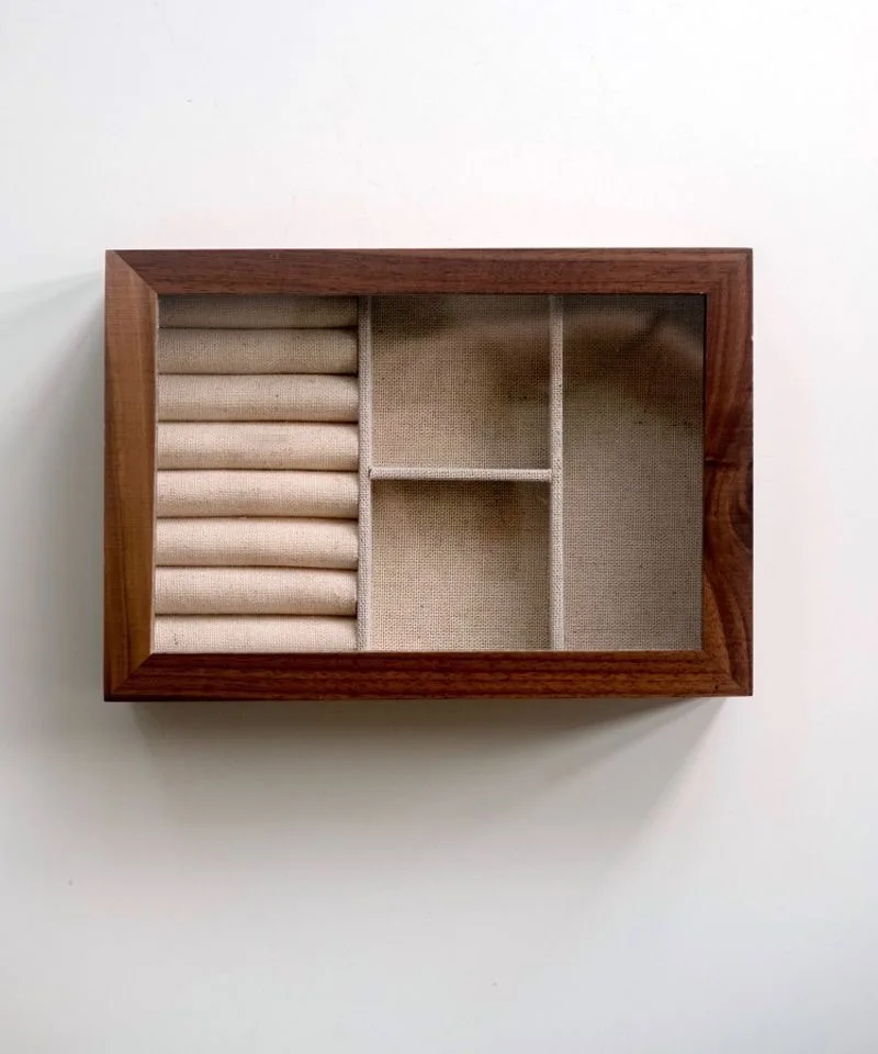 Retro HighEnd Walnut Solid Wood Jewelry Box With Acrylic Glass Cover Linen Lining Necklace Ring Earring Storage Display Box 5