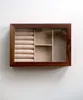 Retro HighEnd Walnut Solid Wood Jewelry Box With Acrylic Glass Cover Linen Lining Necklace Ring Earring Storage Display Box 5