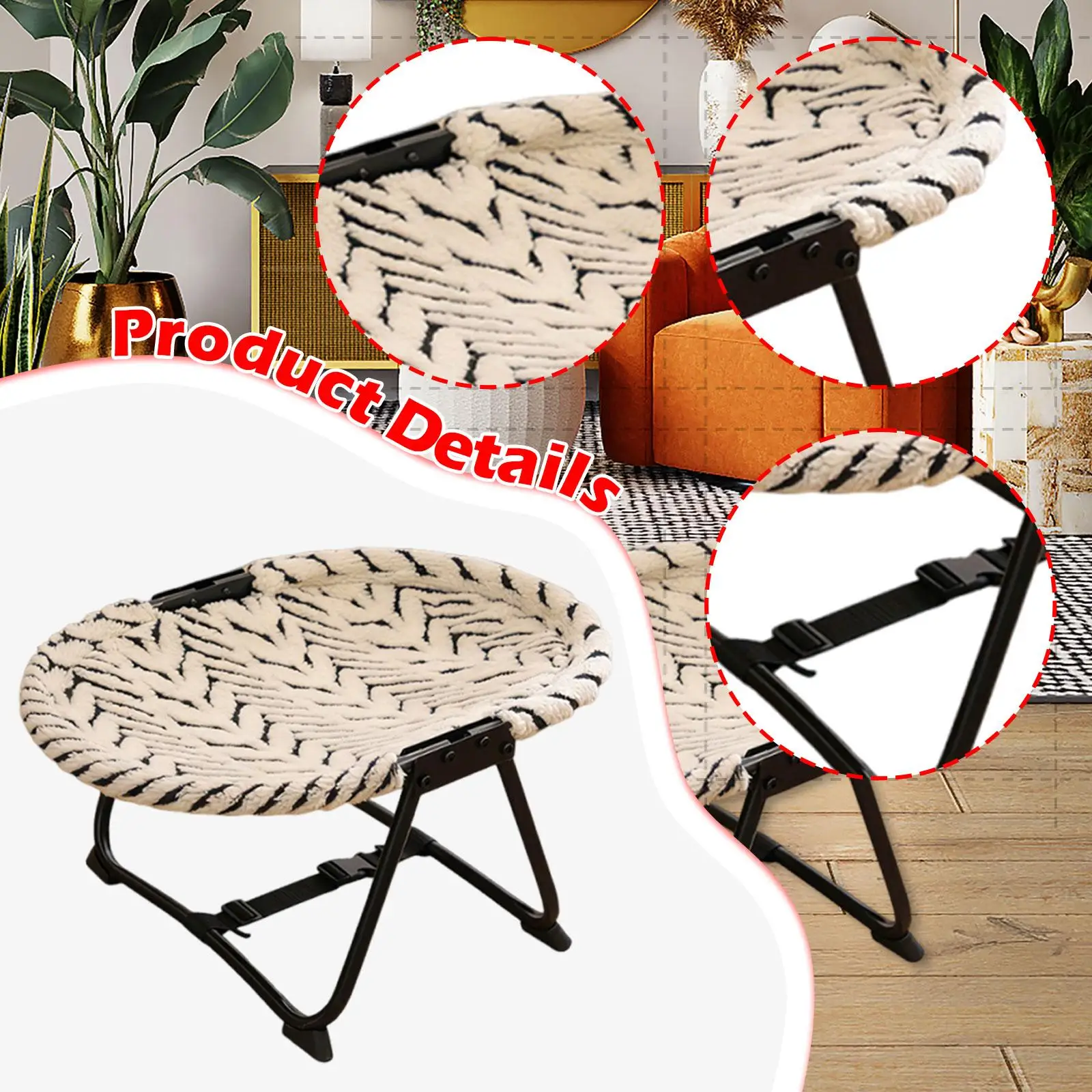 https://ae01.alicdn.com/kf/S44380fbc6f104827b5a6f9fca34d796em.jpg Foldable Pet Bed with Metal Frame Breathable Elevated Design Portable Dog Cot Furniture for Small and Medium Pets