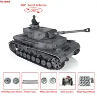 1/16 HENG LONG Gray 7.0 Customized Panzer IV F2 RTR RC Tank 3859 Metal Wheels BB Pellets 360 Rotation Turret Smoke Unit TH17417 1