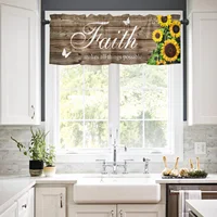 Valances for Kitchen Living Room Small Window Valance Faith Makes All Things Possible Sunflower on a Wooden Board 1 Panel 2