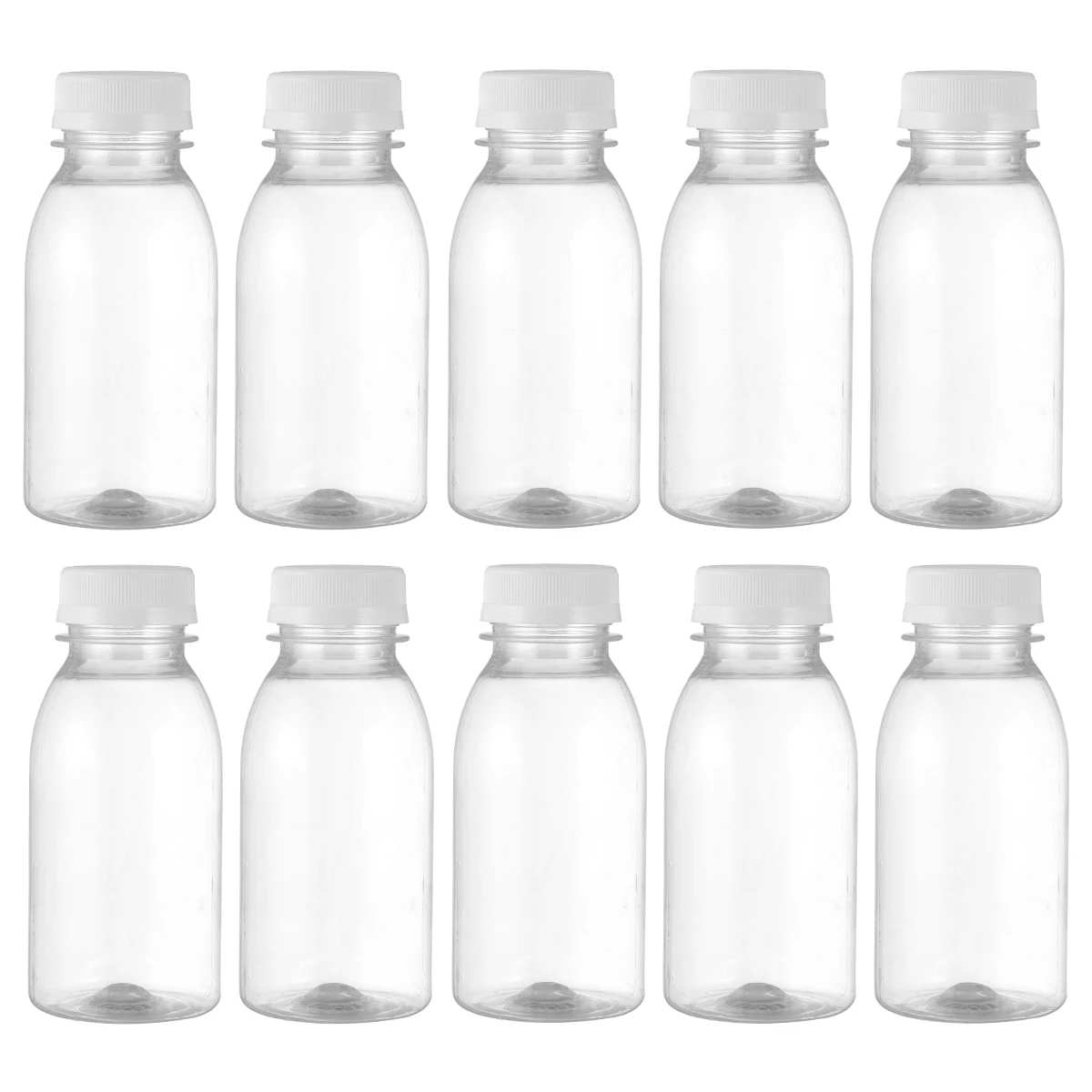 10pcs 250ml Transparent Kids Water Bottle Plastic Juice Bottle PET Milk Beverage Bottle With Lid Camping Hiking Drinkware