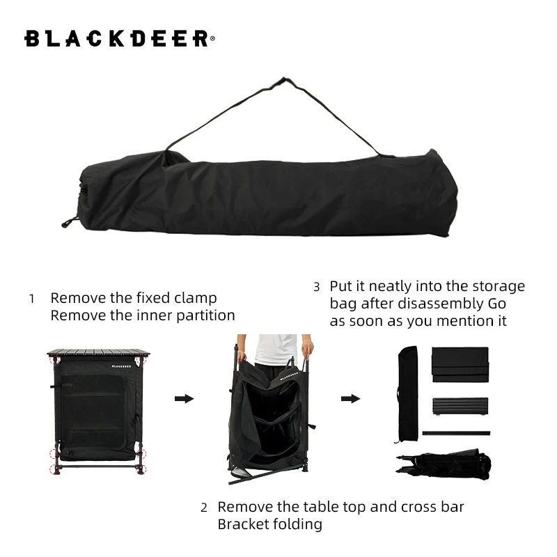 BLACKDEER Folding Camping Table with Storage Compartment Aluminum Lightweight Camp Kitchen Table Outdoor Backyards, BBQ, Picnic