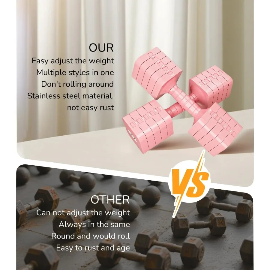 Adjustable Dumbbell Set for Women Men 10LB Each [20 LBS Pair] Hand Weights Dumbbells Sets Woman Exercise Fitness dumbbell Adjust