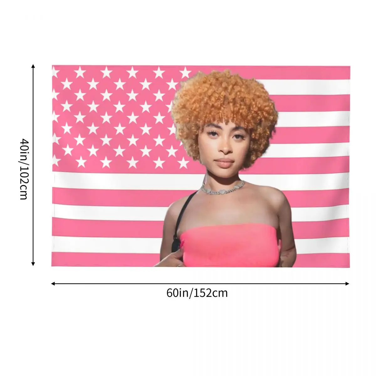 Ice Spice Pink American Flag Tapestry Hippie Polyester Wall Hanging Wall Decor Table Cover Mandala Tapestry
