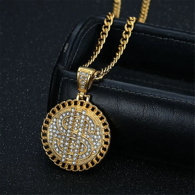 Crystal Us Dollar Pendant Necklace Men Hip Hop Gold Color Jewelry Classic  Cuban Chain $ Money Sign Necklace Women Rock Jewelry - Necklace - AliExpress