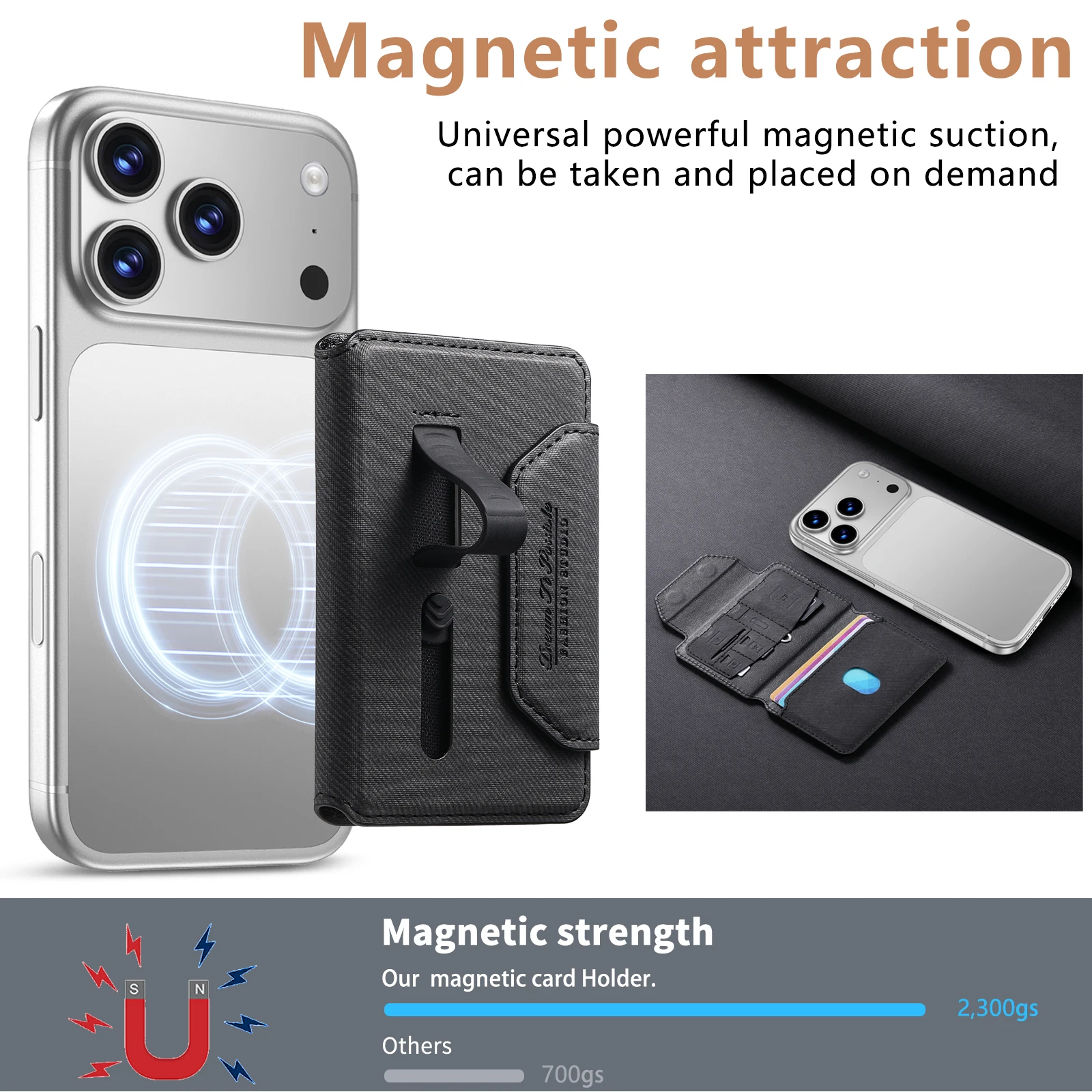 Premium Magnetic Leather Wallet with Hidden Stand & Card Holder Pocket