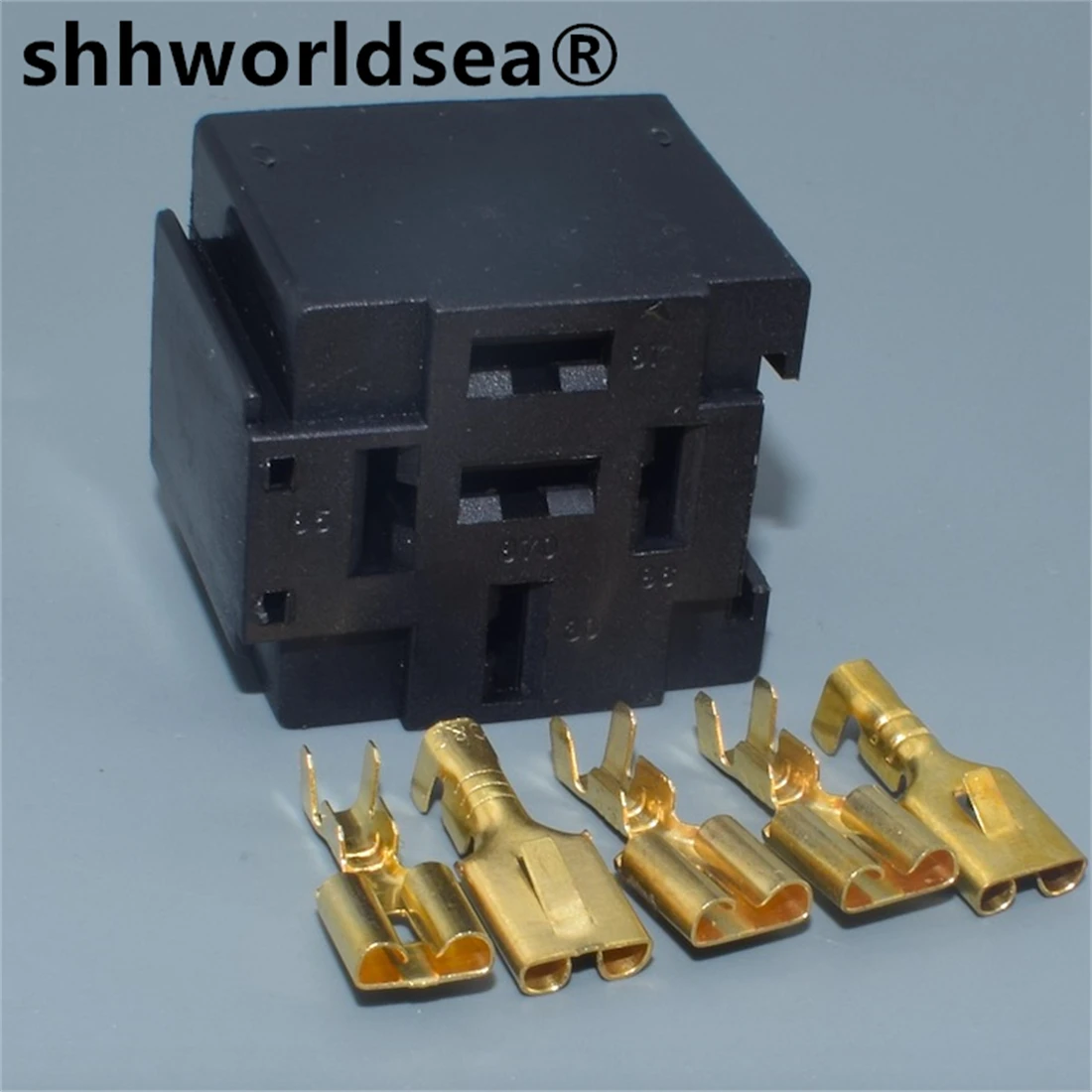 

shhworldsea 5/30/100/500set 12v 40a relay holder copper terminals +one plastic auto relay socket,auto connectors