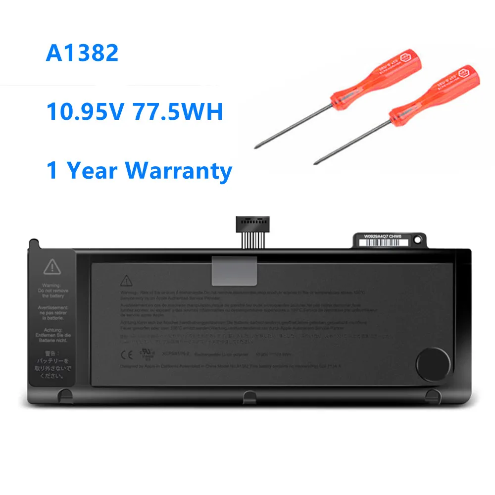 

A1382 10.95V 77.5WH Laptop Battery for Apple MacBook Pro 15" A1286 2011 2012 Version MC721 MC723 MC847 MD318 MD322 MD103 MD104