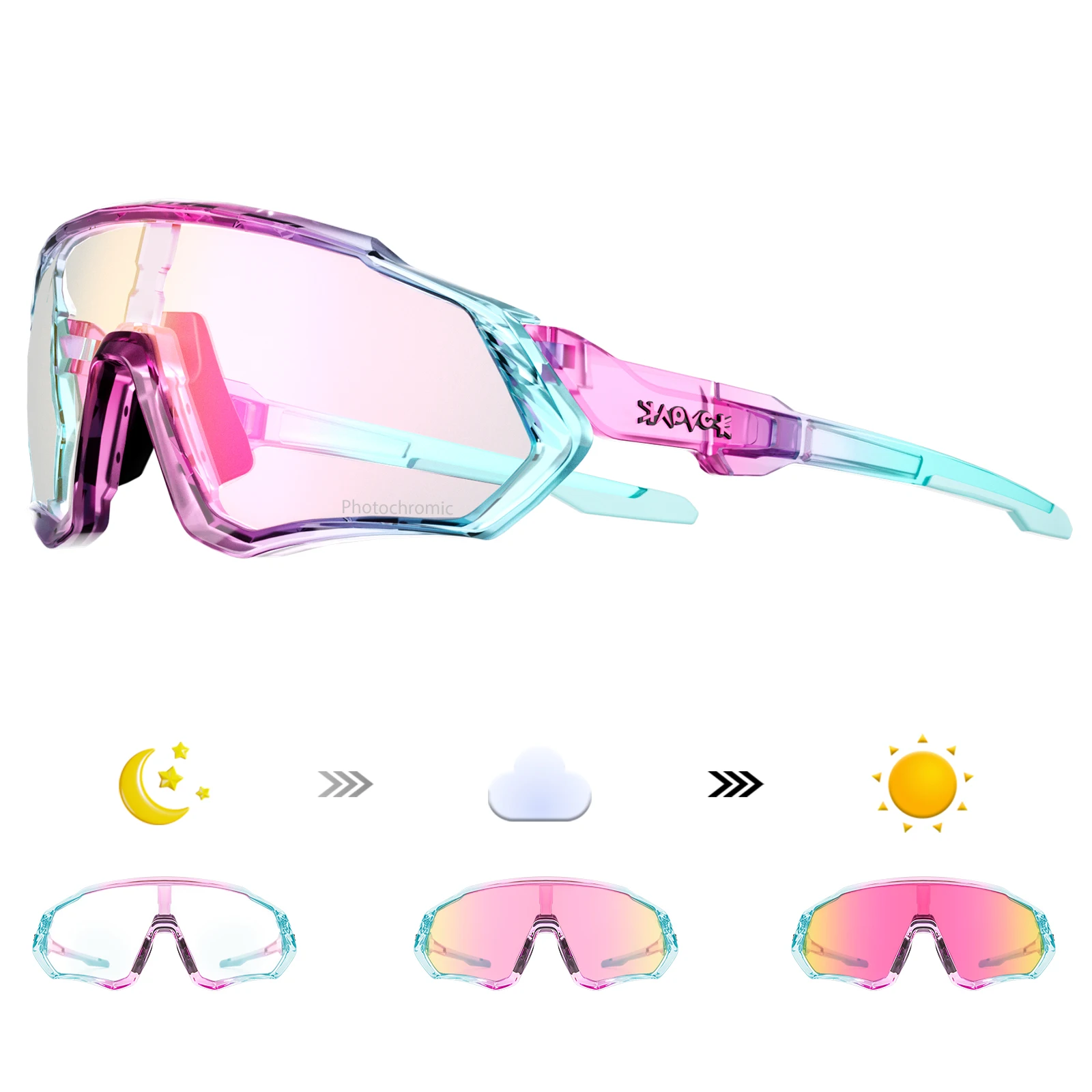 Kapvoe 남녀공용 야외 광변색 사이클링 선글라스, 도로 산악 자전거 자전거 ..