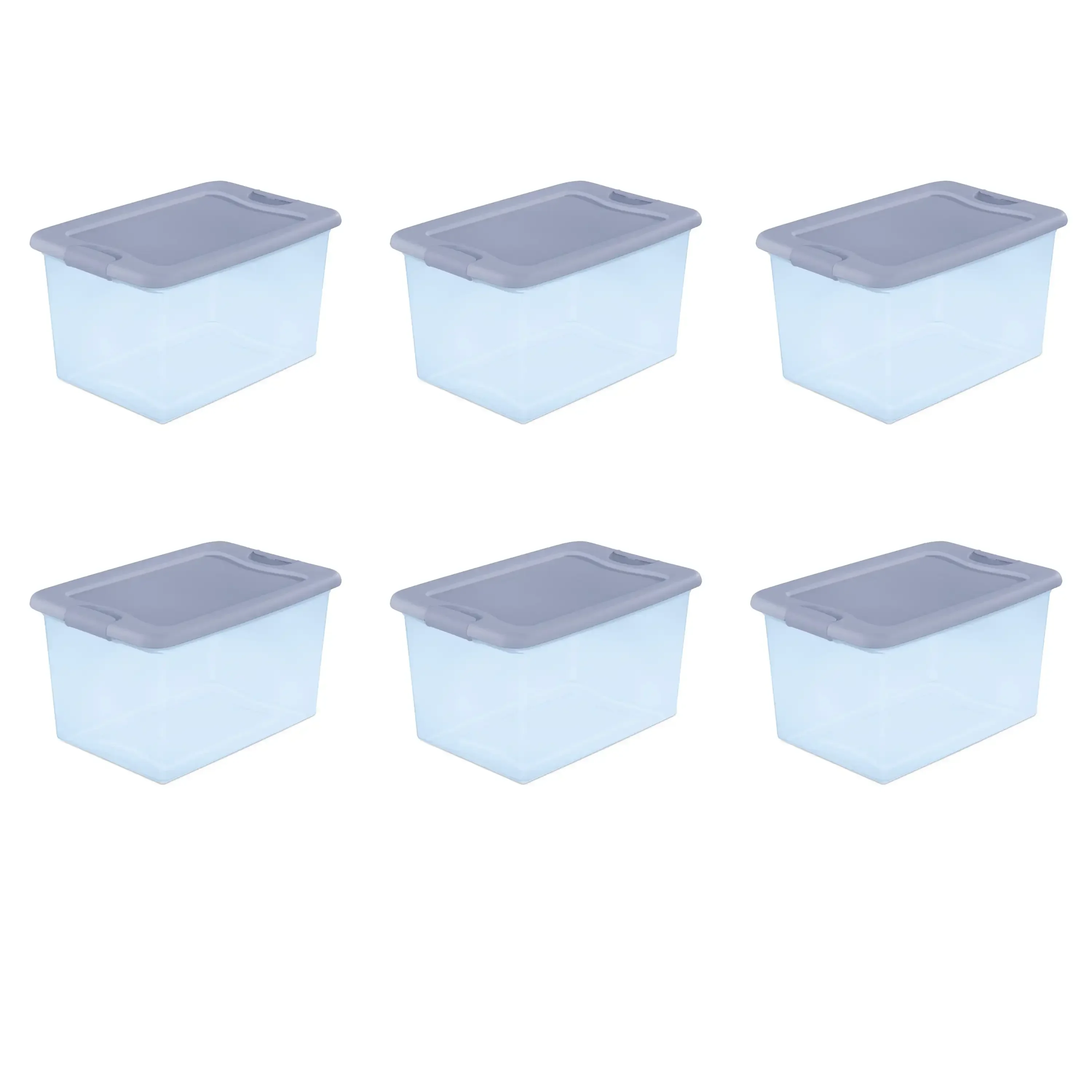 

Sterilite 64 Qt. Latching Box Plastic Blue Tint Set of 6 Storage Box Home Organizer US