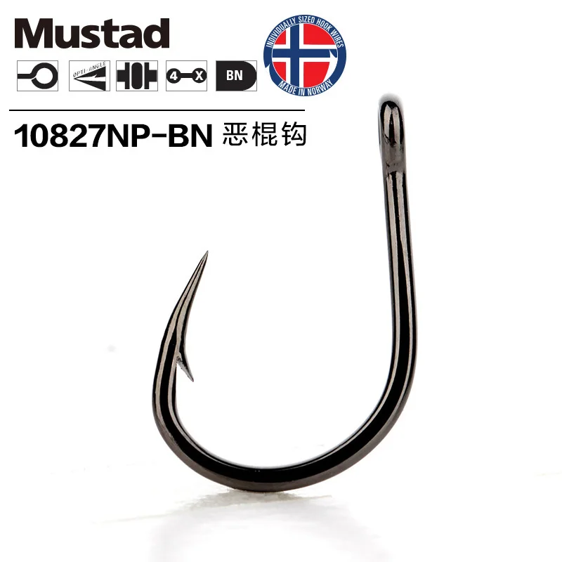 Original Norway Mustad Hooks 10827 Sea Fish Hook 4X Strong Pesca Live Bait  Barbed Iron Board Fishhook Jigbait Angeln Claw Anzol