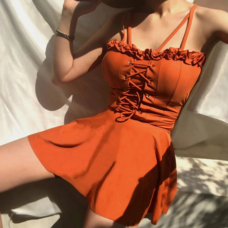 Korean Style One Piece Swimsuit Women Cute Korean One Piece Swimsuit