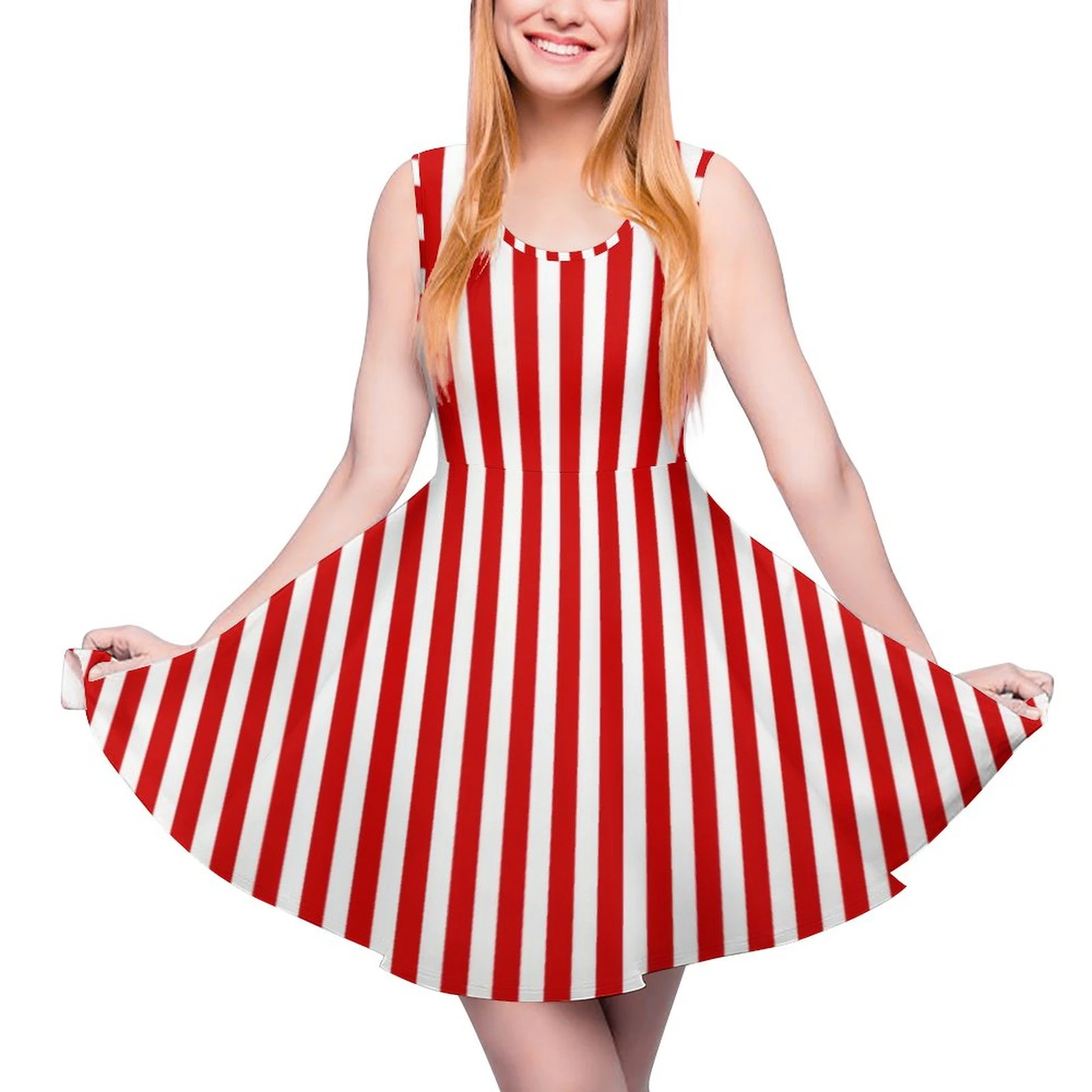 Candy Stripes Dress High Waist Red and White Stripe Korean Fashion