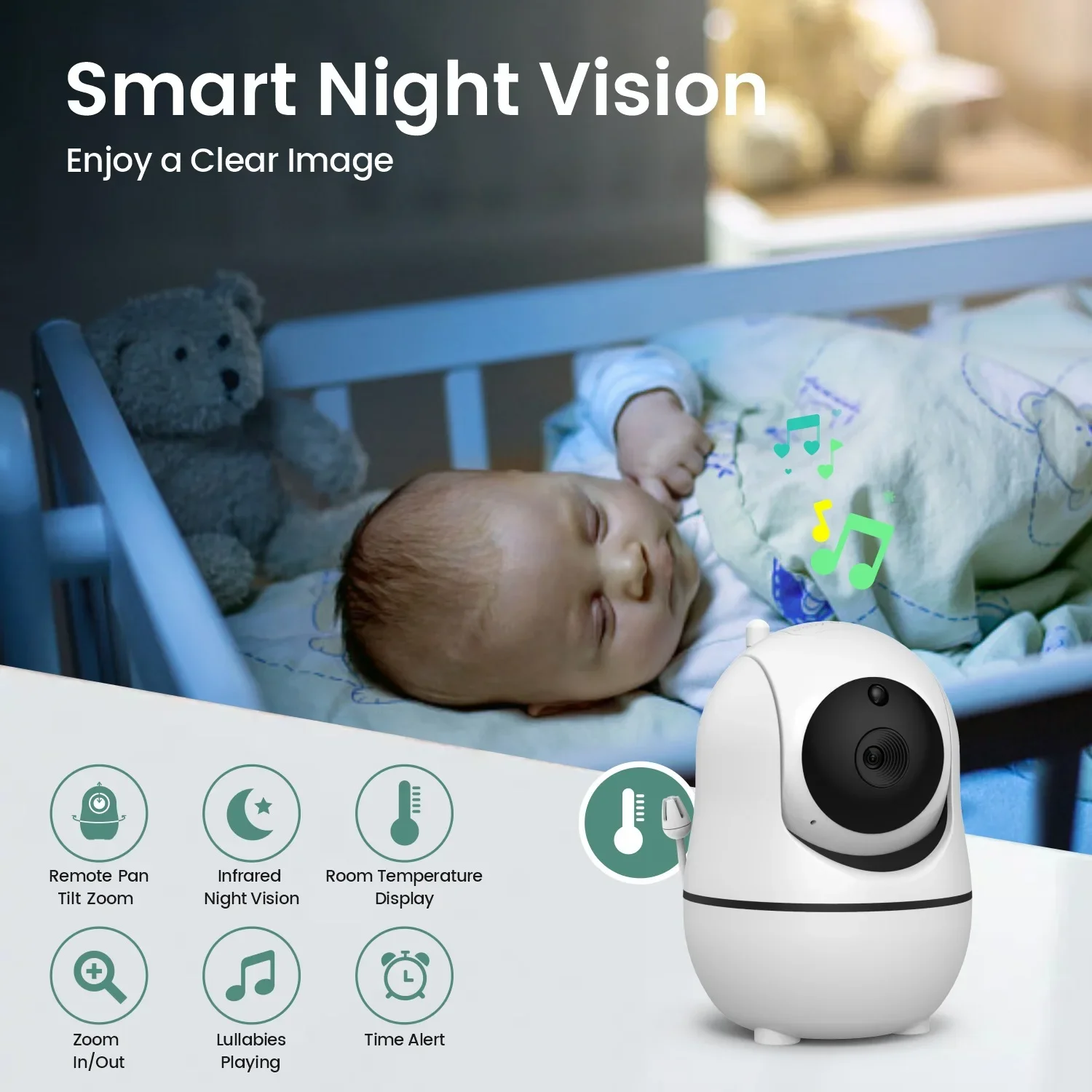 7.0 Inch Video Baby Monitor With Two Camera