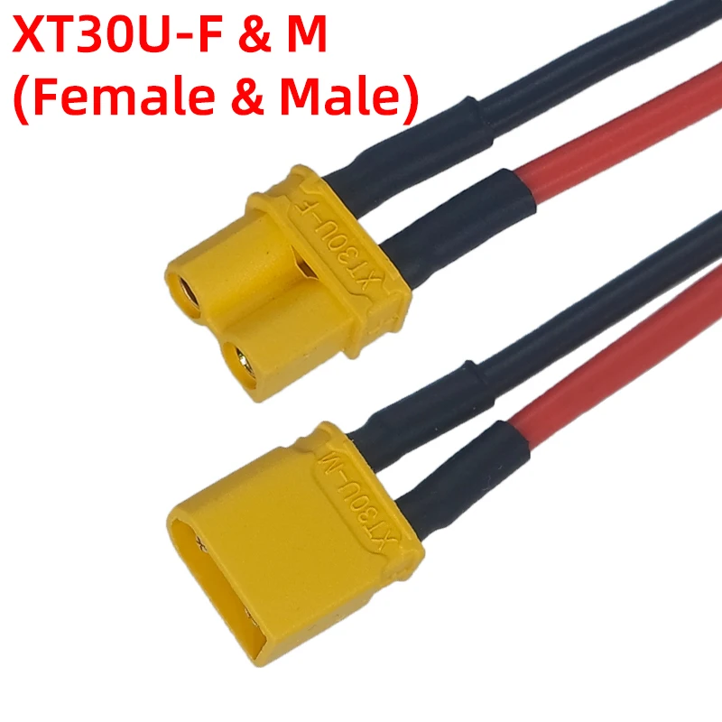 Amass XT60 Female-Male Connector with 10/20/30/50CM-1M 14AWG/12AWG Silicone Cable for DIY RC Drone, Car, Boat, RC LiPo Battery