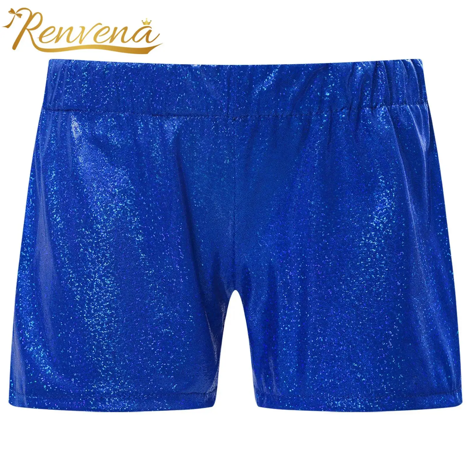 Kids Girls Boys Dance Shorts Metallic Shiny Elastic Waistband Short Pants for Jazz Dancing Costume Clothing Children's Shorts